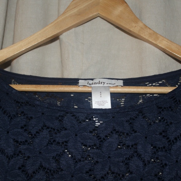 Boatneck Navy Lace Dress | Laundry by Shelli Segal - Picture 5 of 7